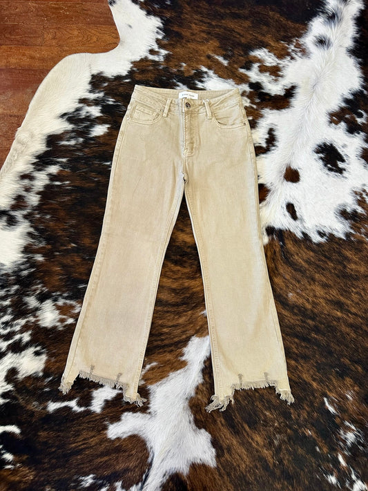 Let’s Kick It Khaki Straight Leg Risen Jeans