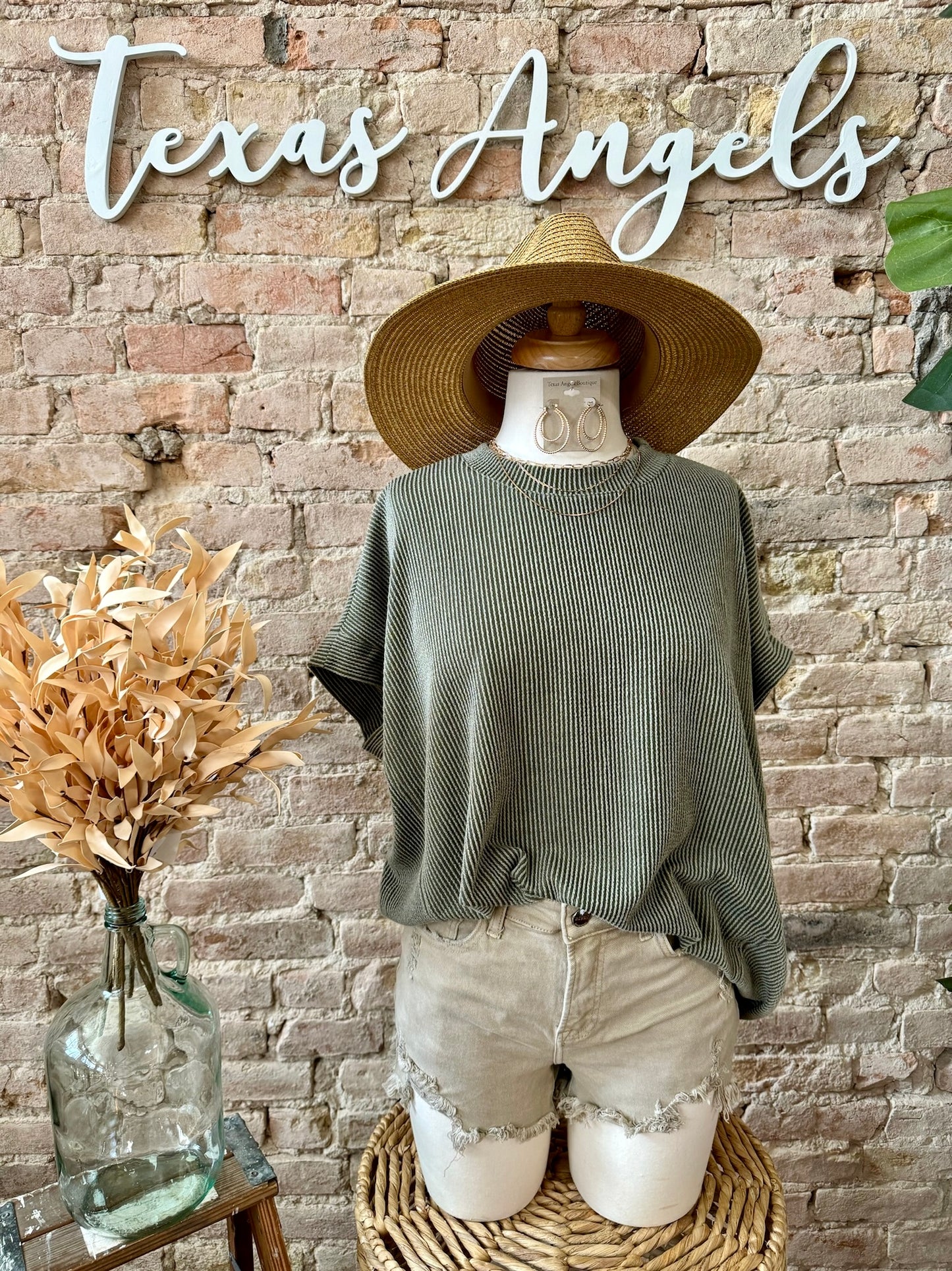 RESTOCK Transitioning Into Fall Olive Top