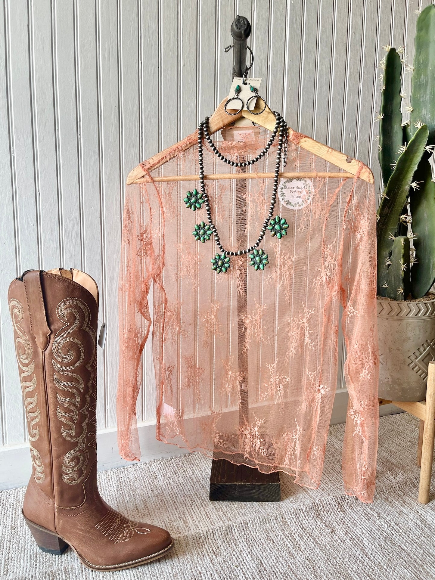 Lovely In Lace Rust Lace Top