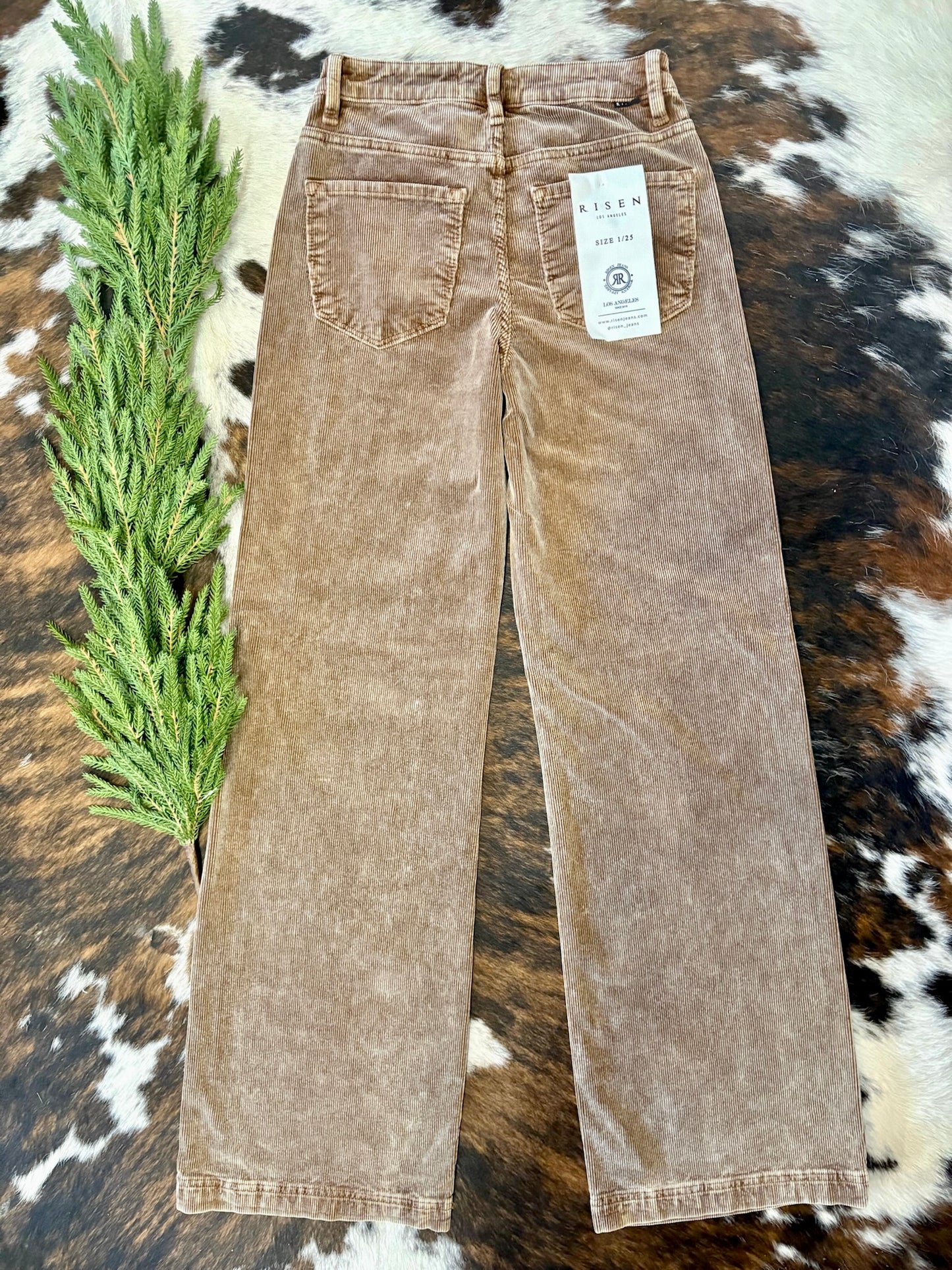 Country Christmas Mocha Wide Leg Corduroy Risen Jeans