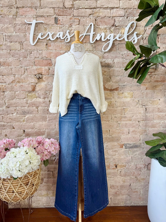 RESTOCK Kiss Me Suga Ivory Knit Sweater Top