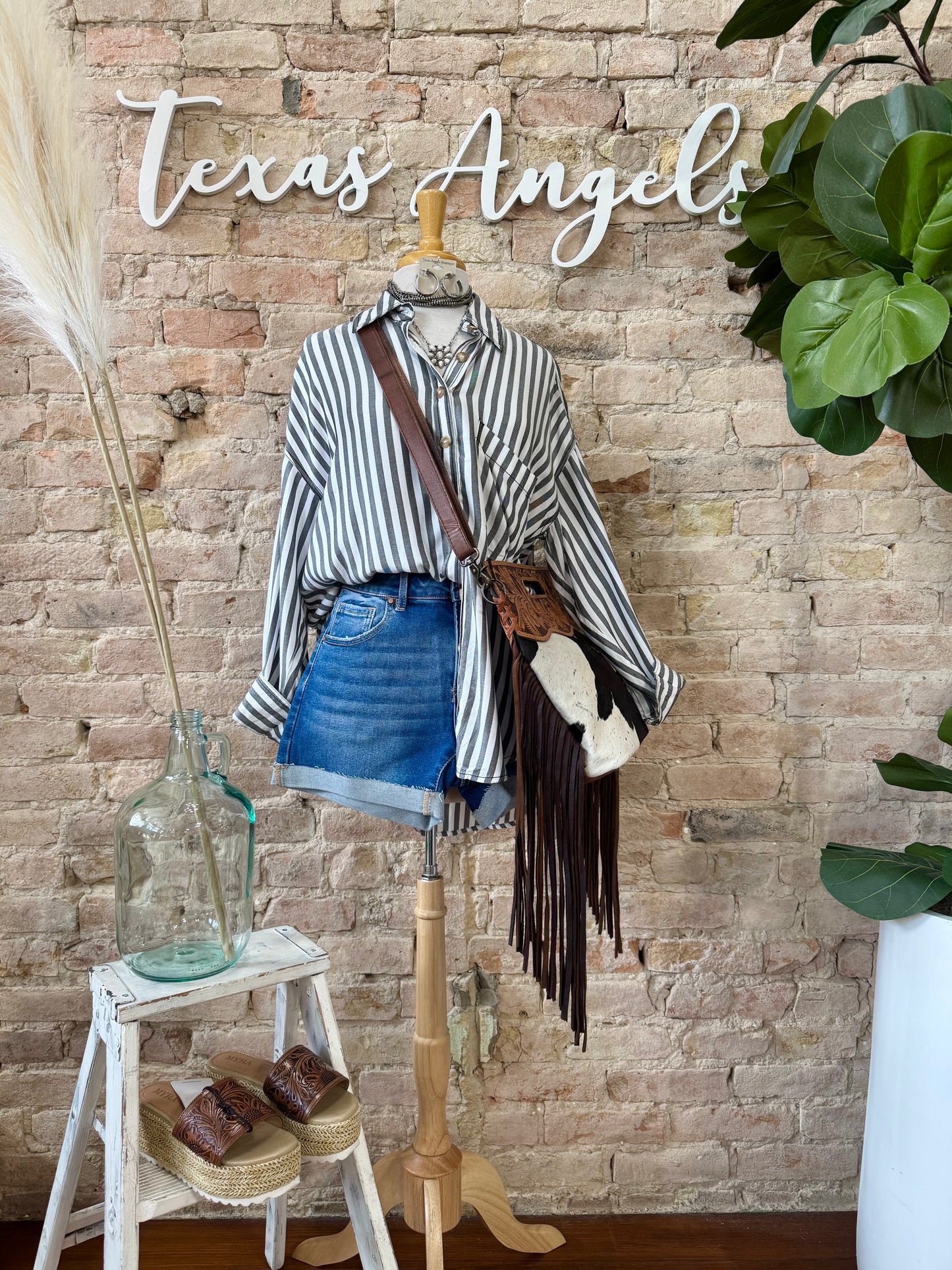 Slow And Steady Grey Striped Top