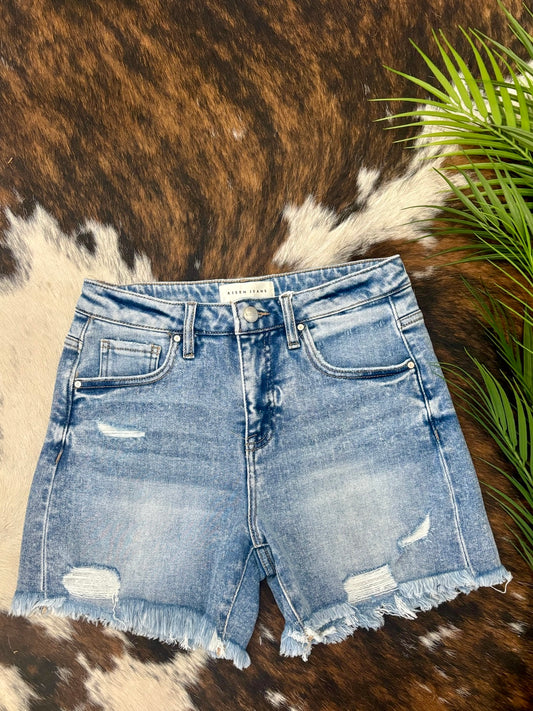 Coral Reef Denim Risen Shorts