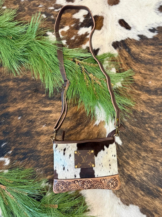 The Kingsley Upcycled LV Tooled Leather Crossbody