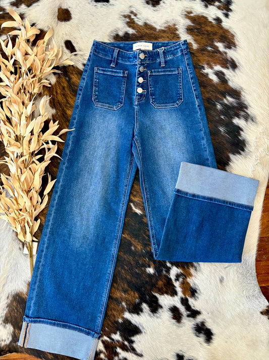 We Can Hope Wide Leg Risen Jeans