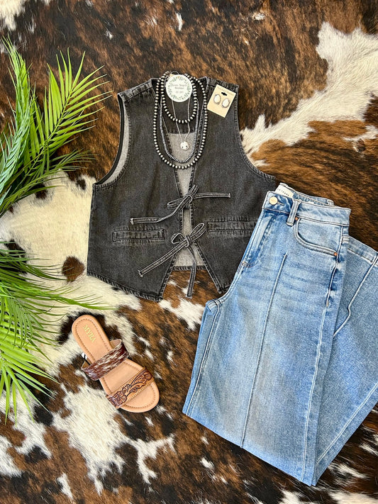 Don’t Be Jealous Black Denim Vest
