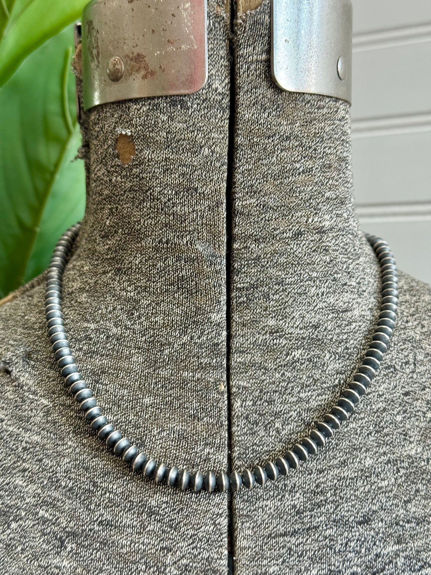 6MM Sterling Silver Navajo Saucer Beaded Necklaces