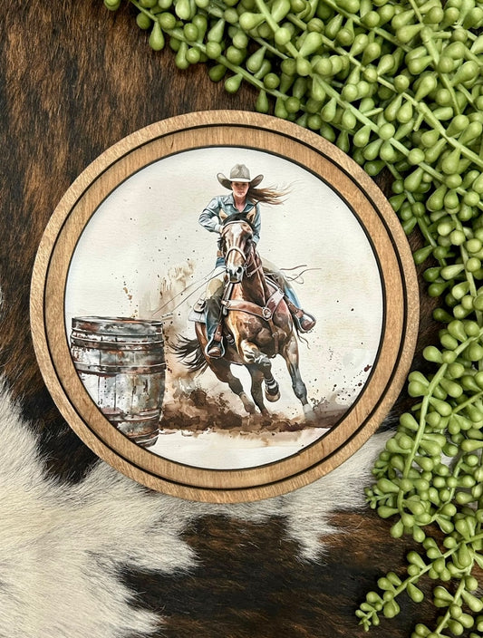 Round Barrel Racer Canvas Decor