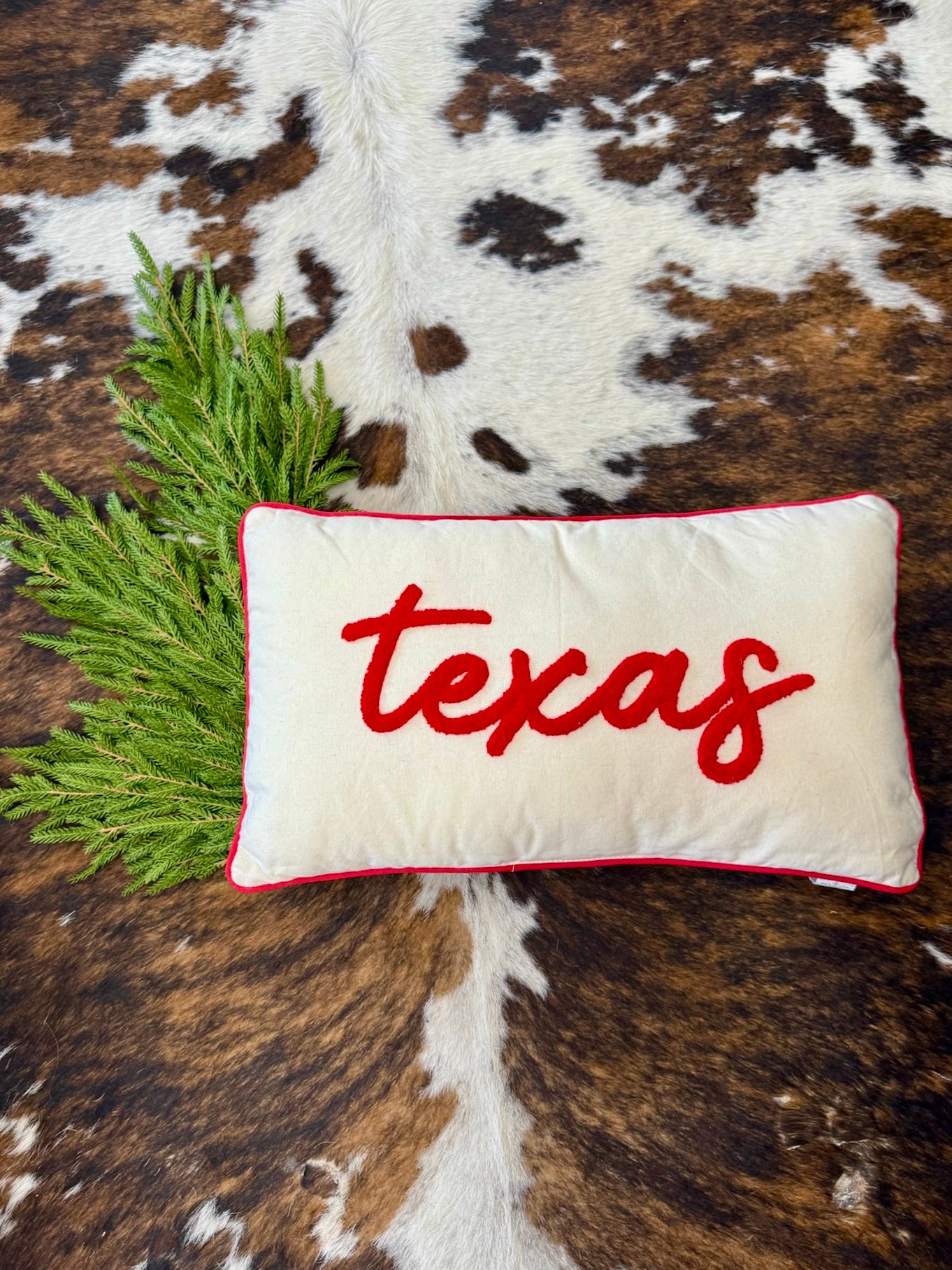 Red Embroidered Texas Pillow