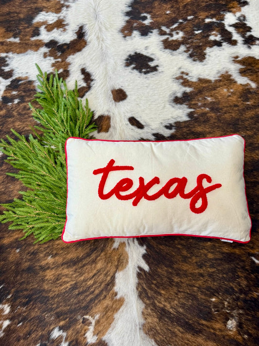 Red Embroidered Texas Pillow