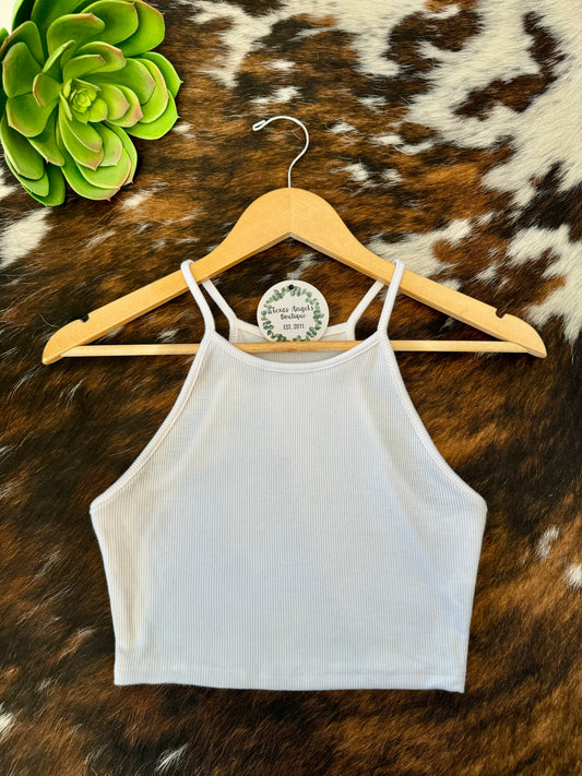 50% Off - Timing Is Everything White Halter Tank