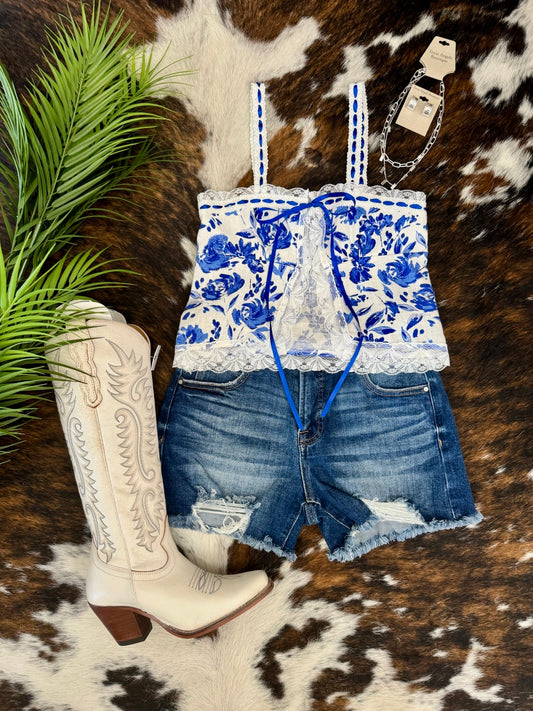 Good Times Royal Blue Printed Tank