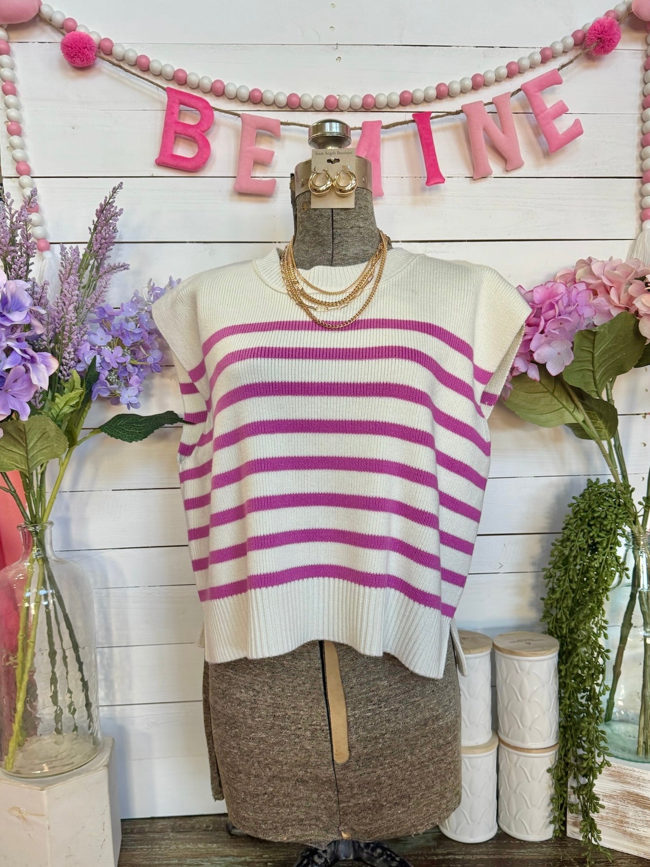 Stay Around For Awhile Pink Striped Top