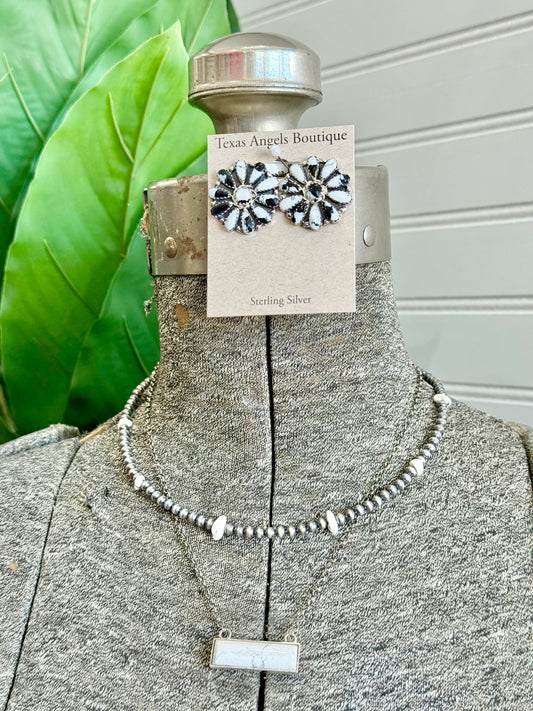 Sterling Silver White Buffalo Bar Necklace