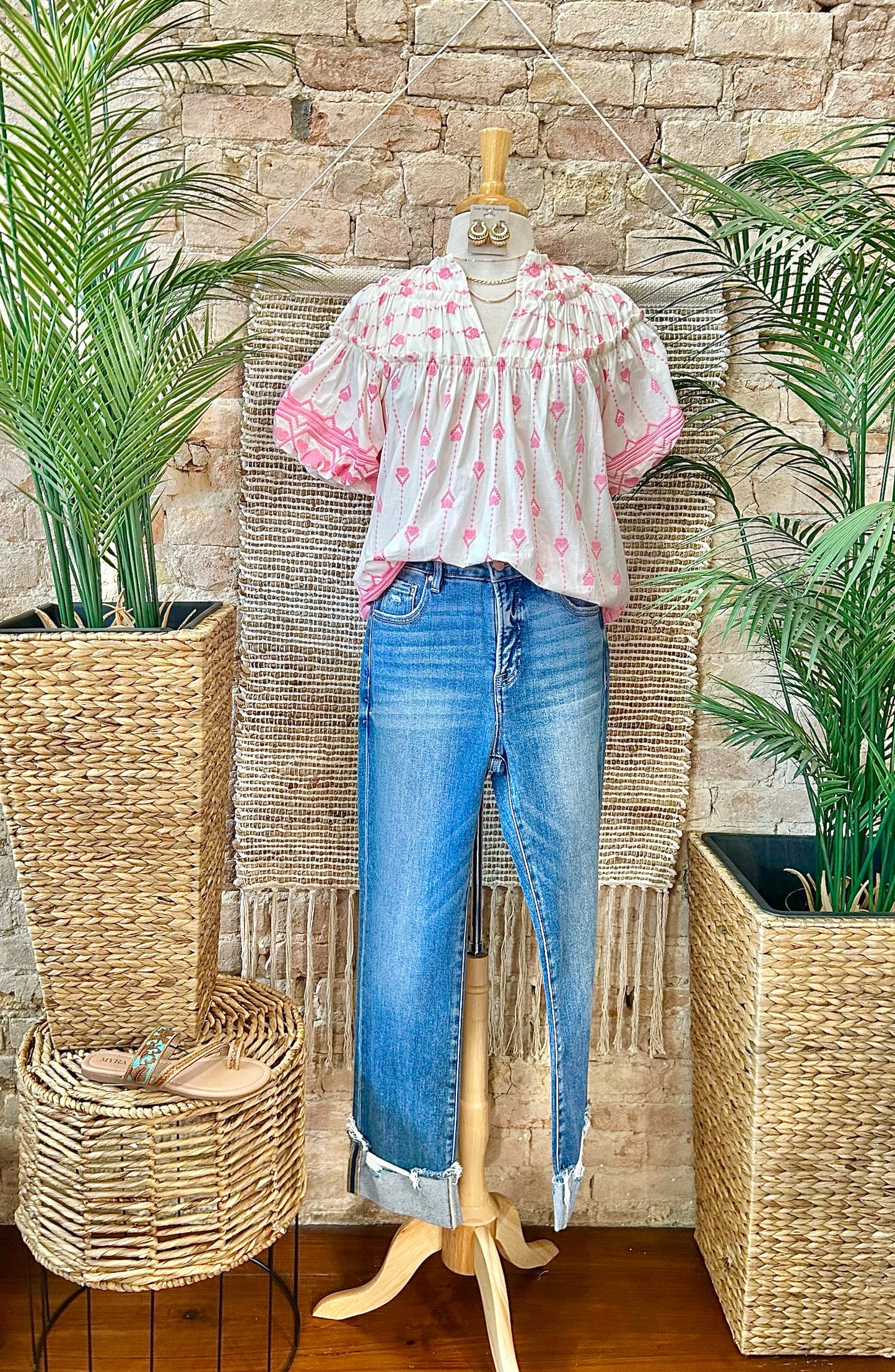 You're Making Me Blush Pink Embroidered Blouse