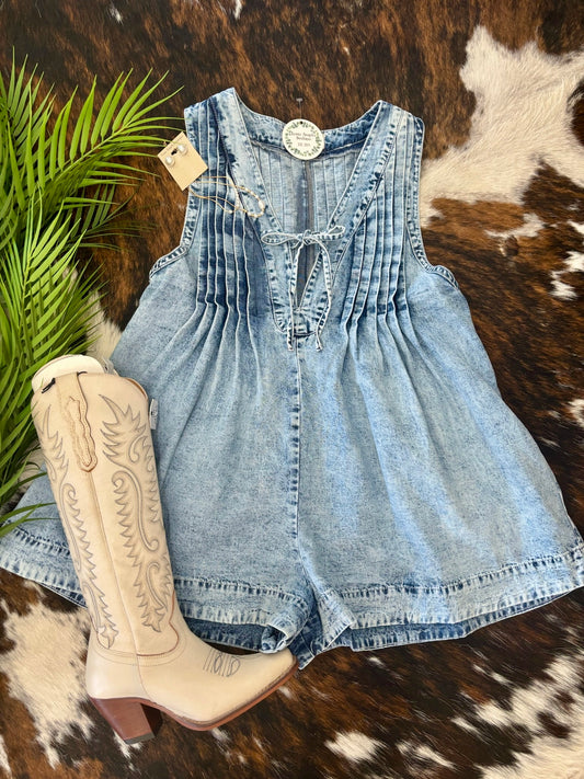 RESTOCK I Remember Everything Denim Romper