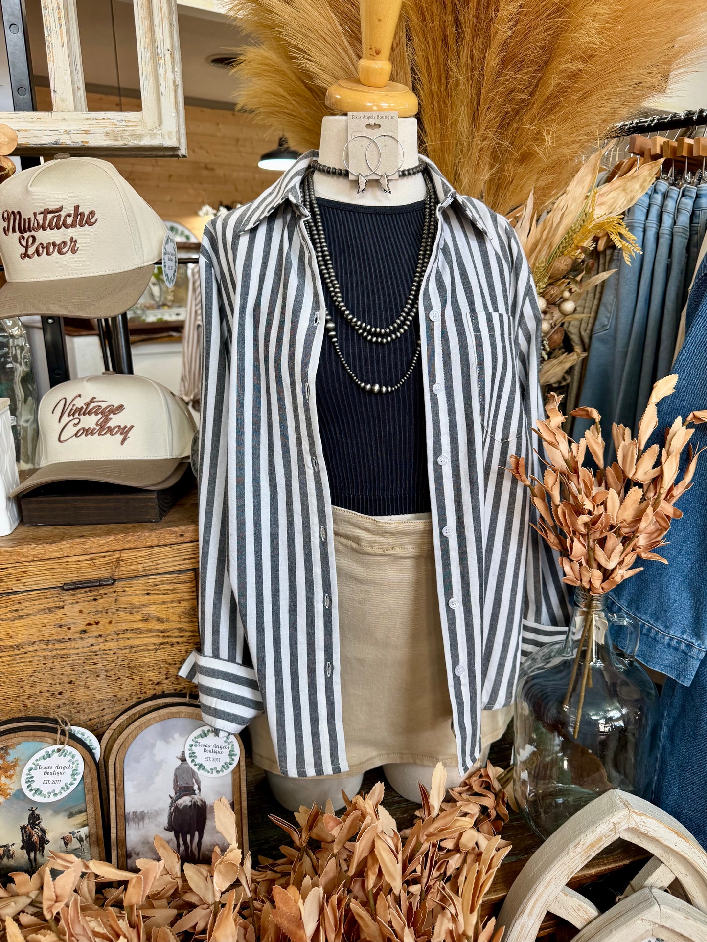 Soft Spoken Black Striped Shirt