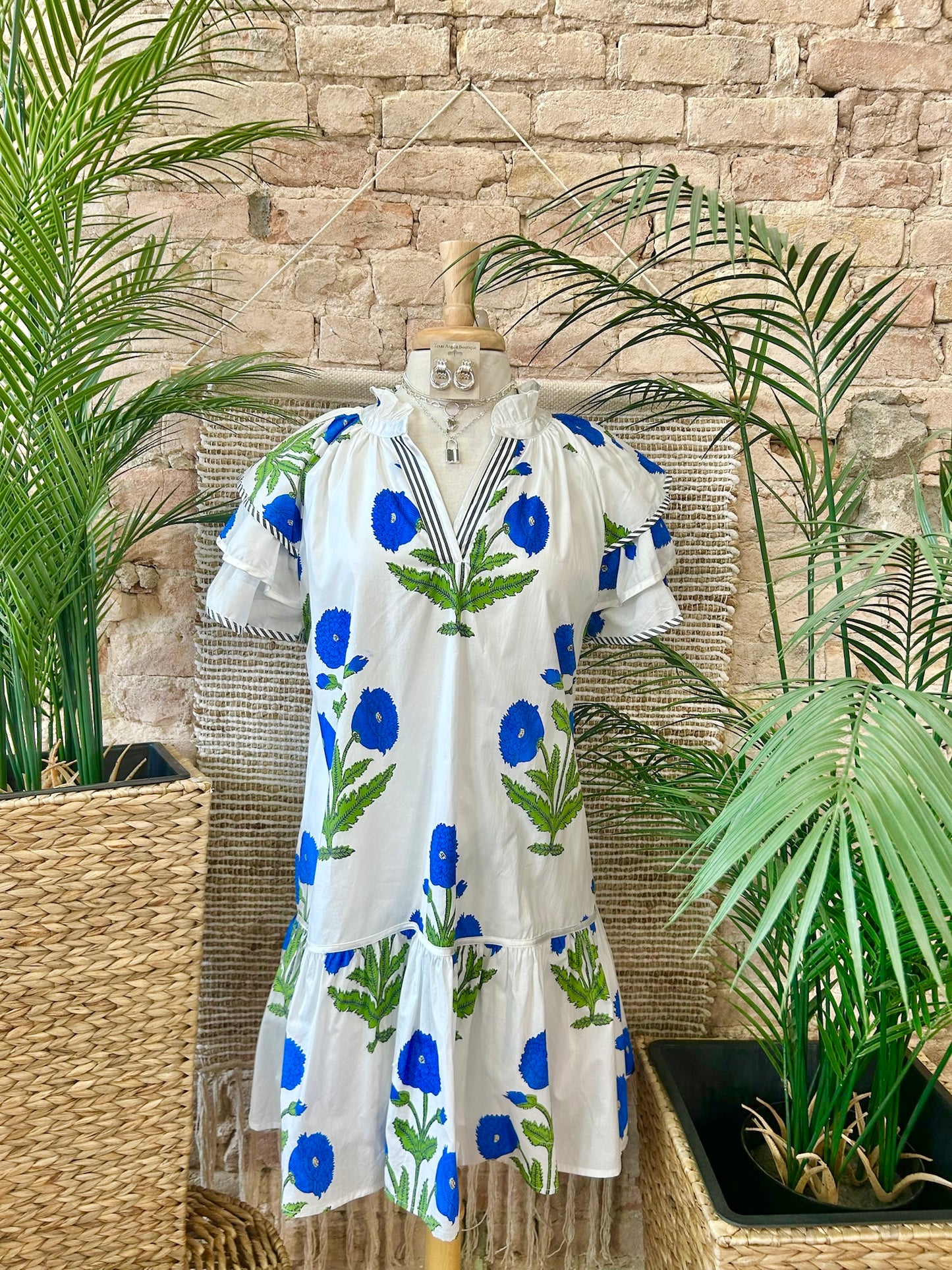 Blessed In Bluebonnets White Dress