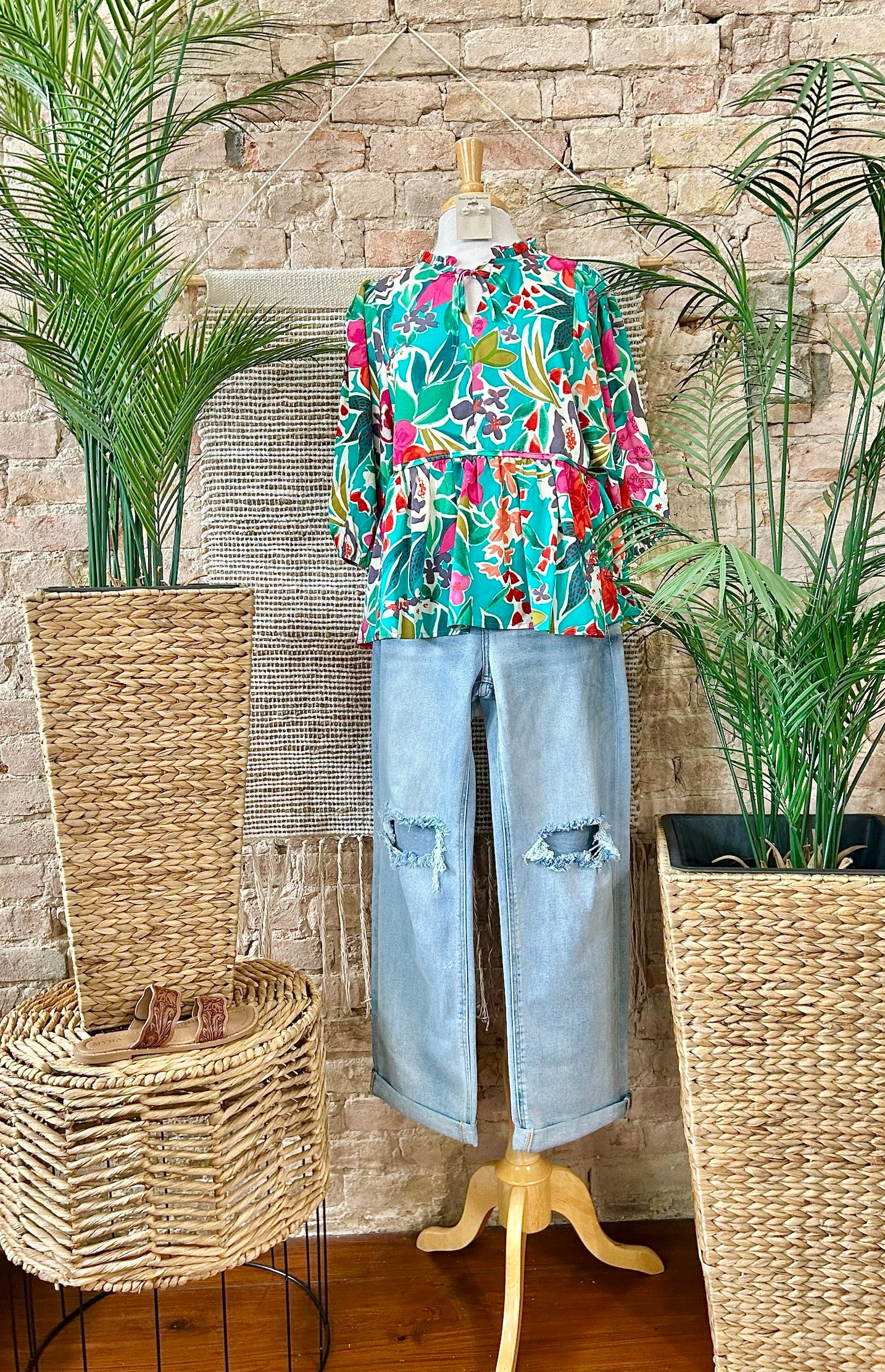 50% Off - Forever Your Friend Green Floral Blouse
