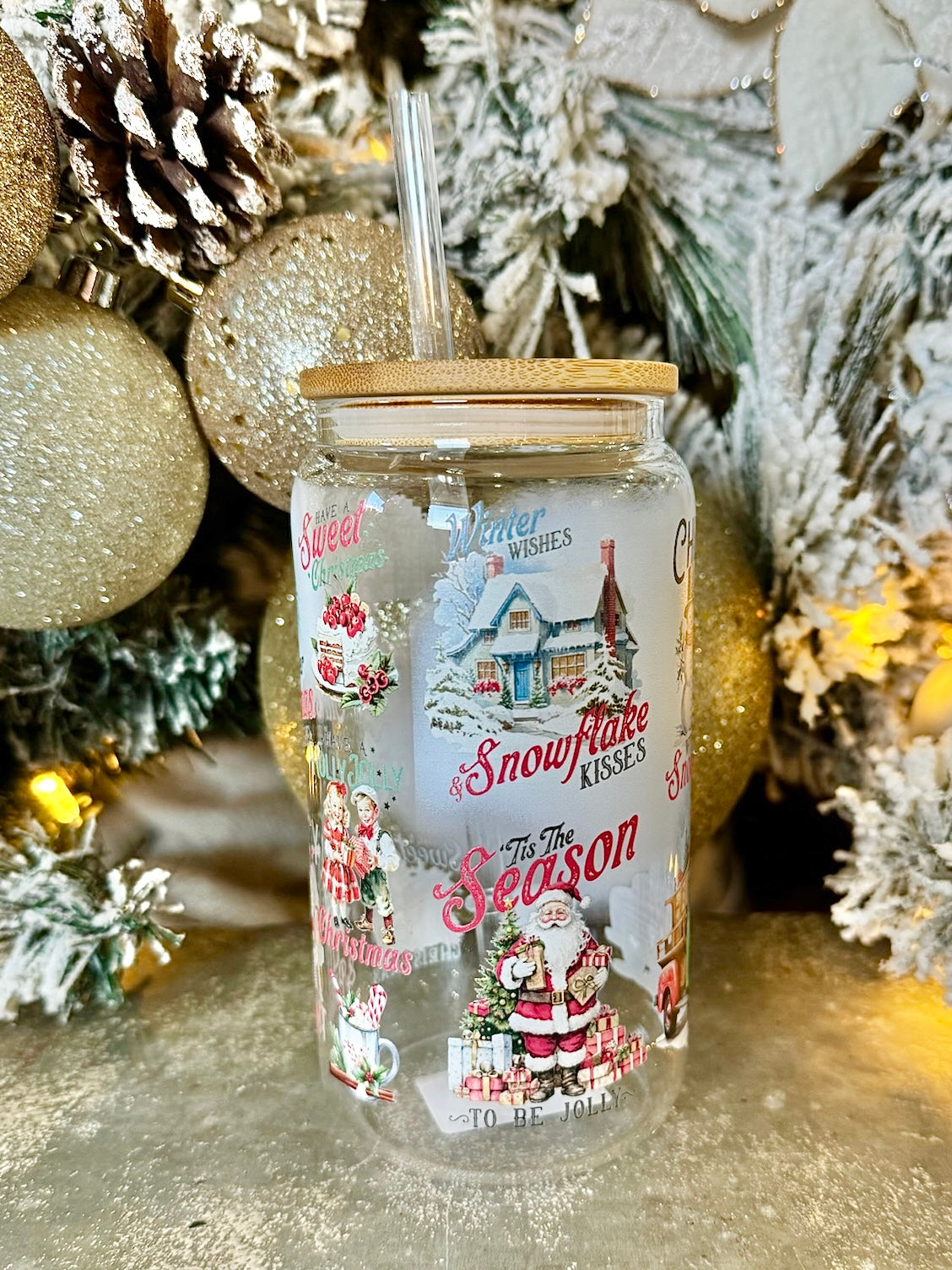 Vintage Santa Glass Cup