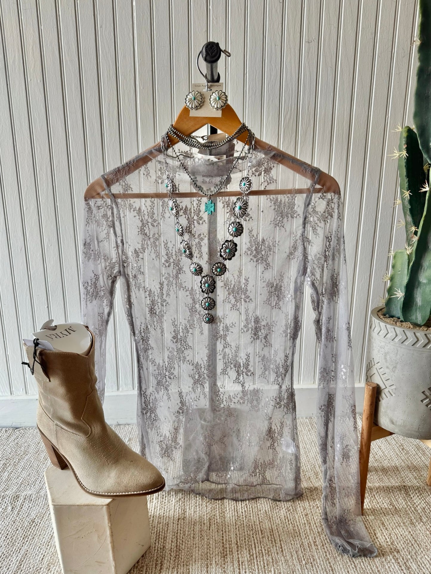 Lover's Lane Grey Lace Top