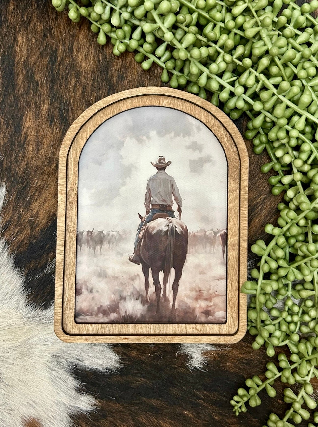Arched Cattle Drive Canvas Decor