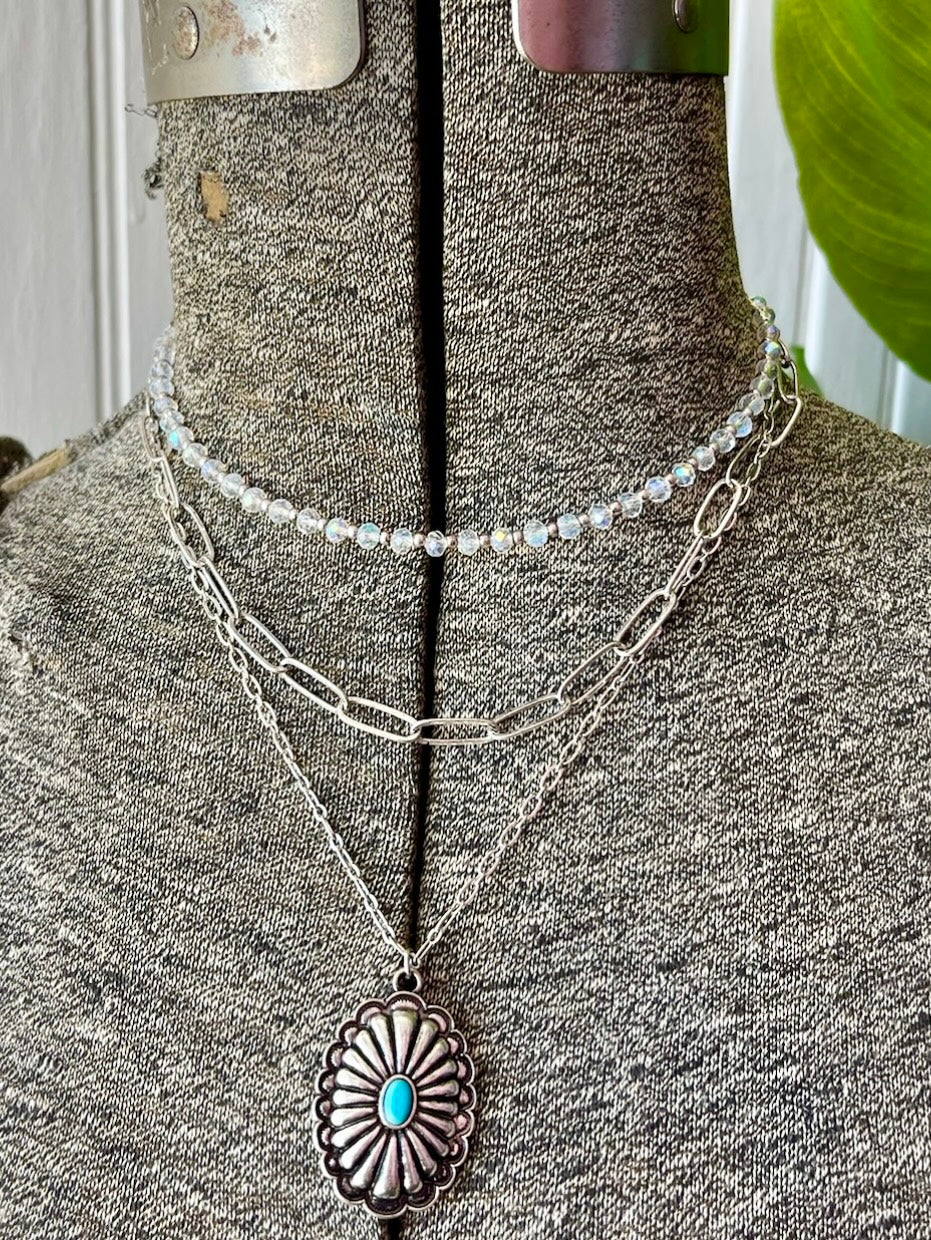 Layered Concho Necklace