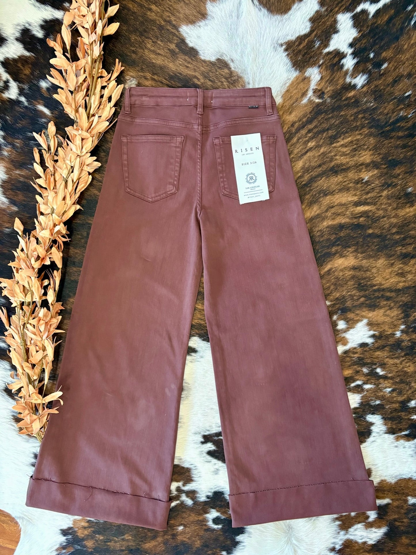 Brown Eyed Girl Brown Wide Leg Risen Jeans