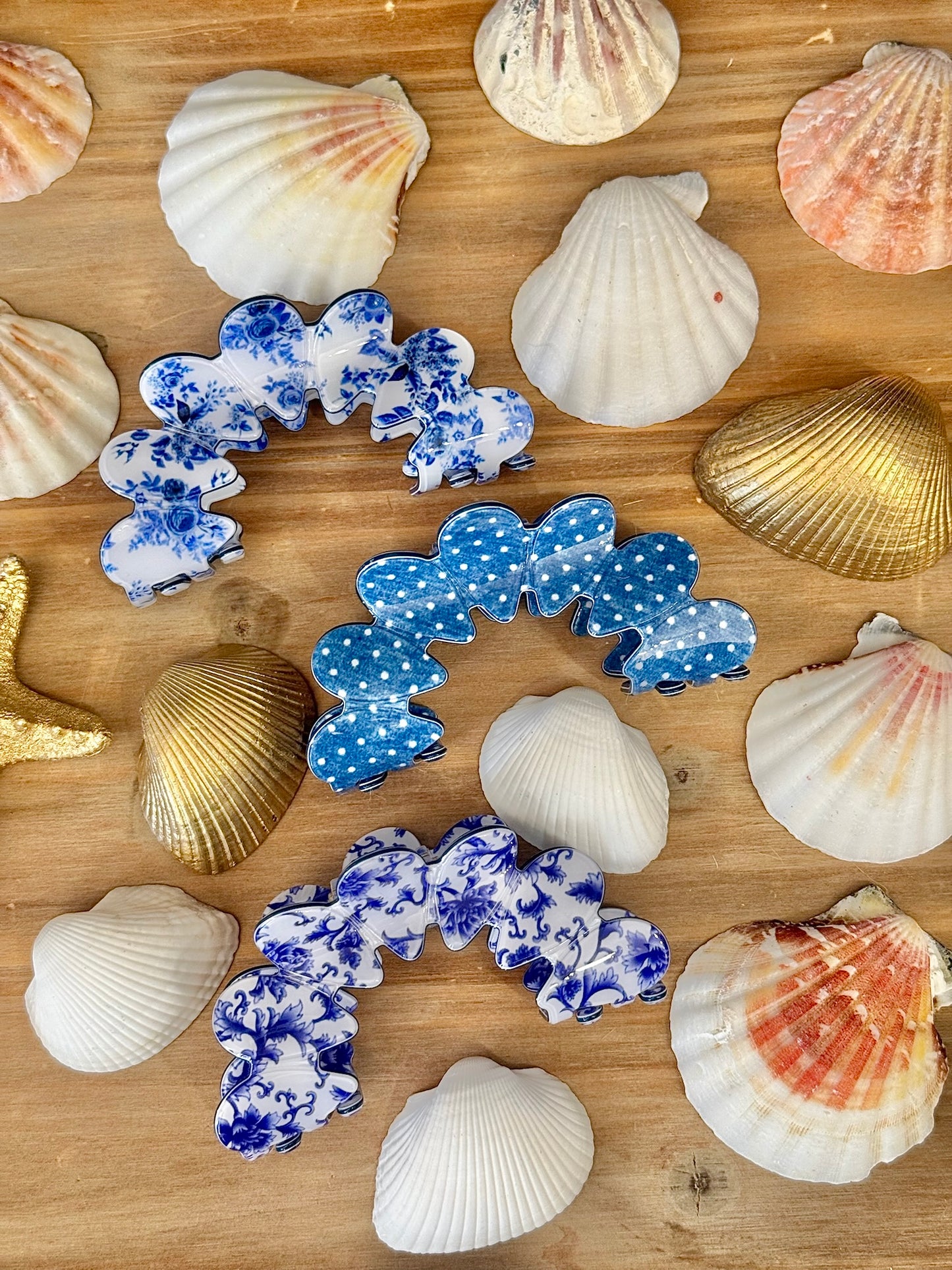 Blue Willow Hair Clips