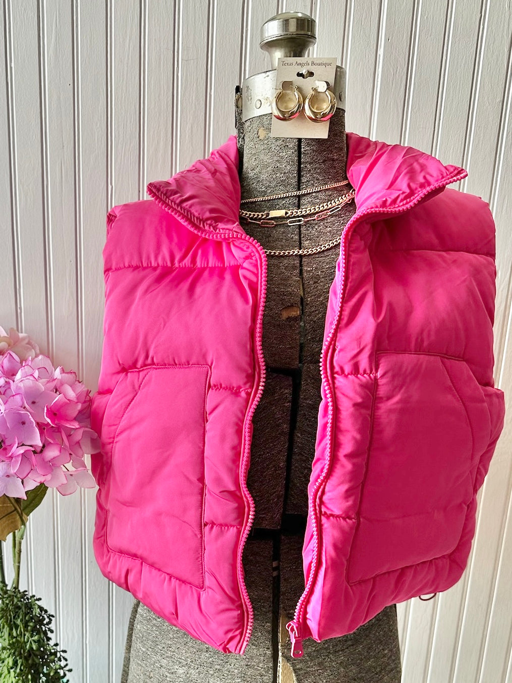 Sure Of Herself Solid Pink Puffer Vest