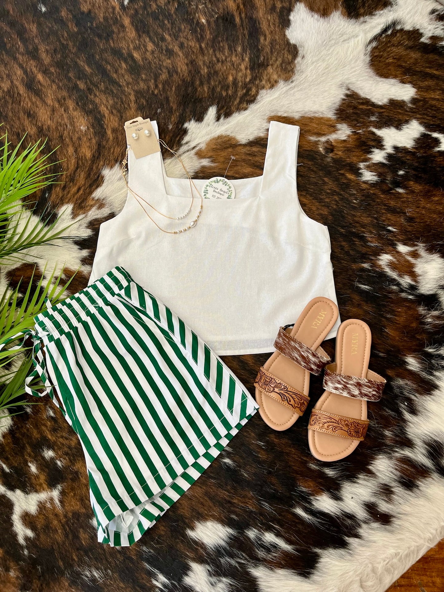 Sure Of It Green Striped Shorts