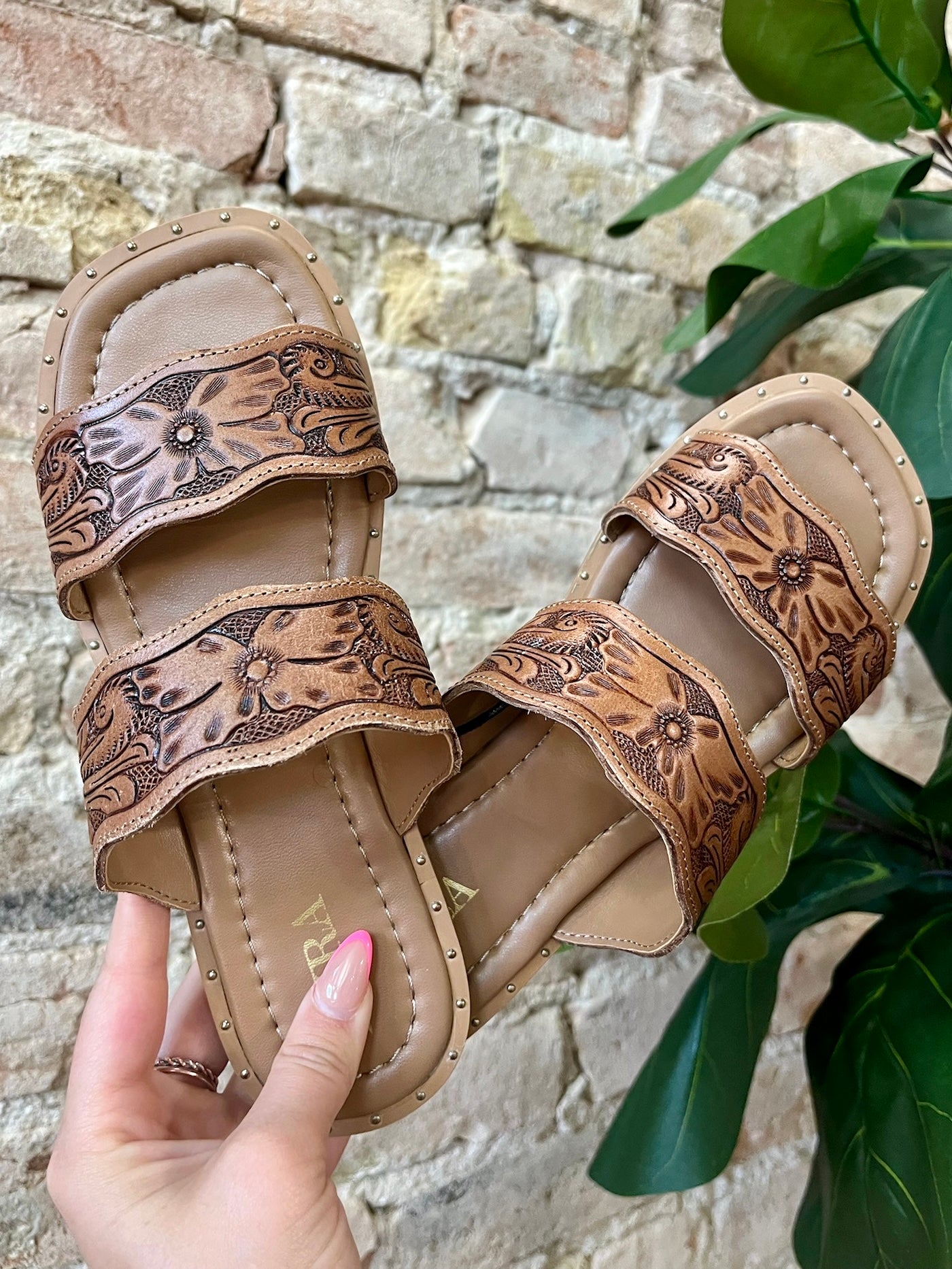 MYRA Tooled Leather Sandals