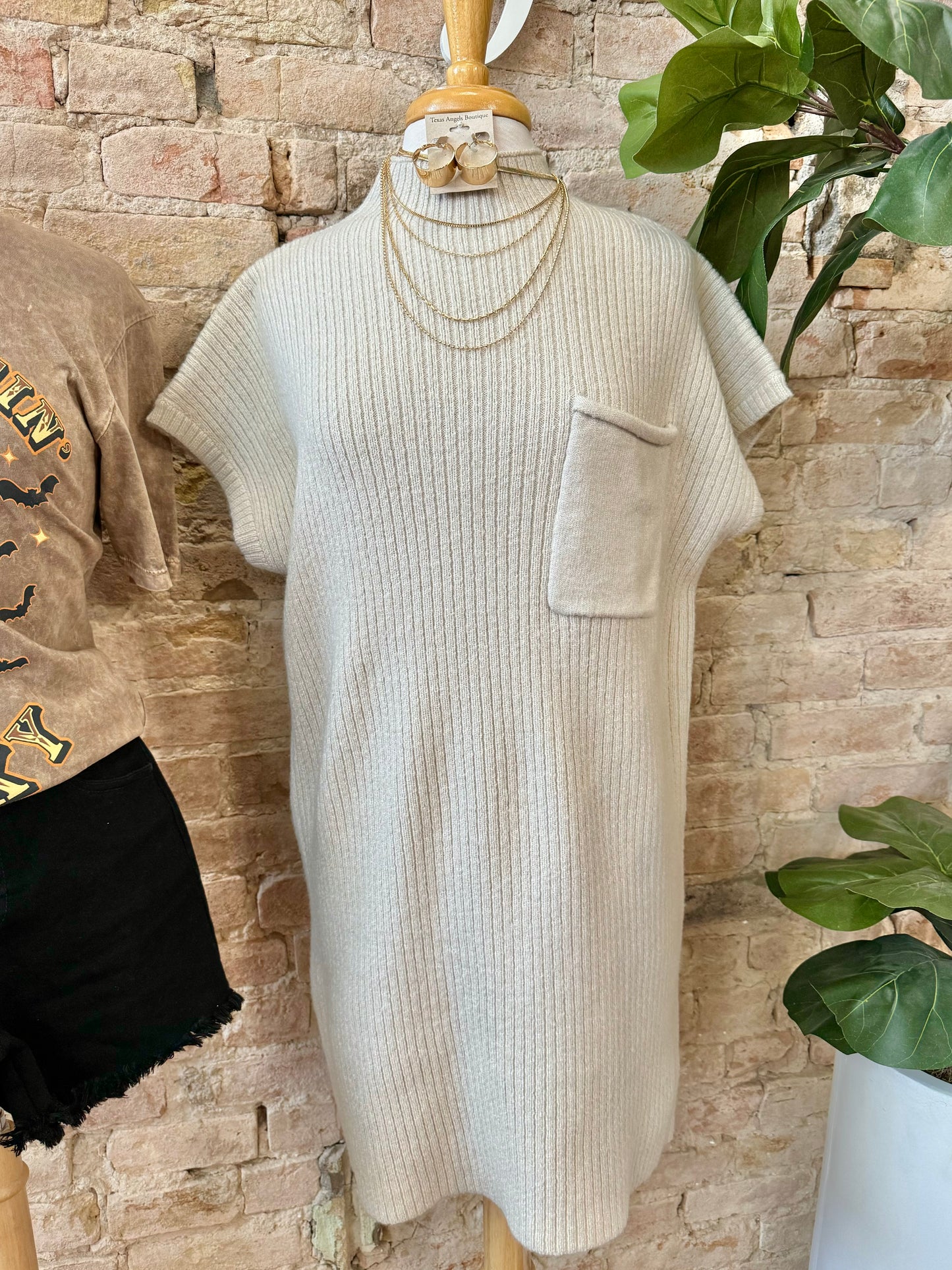 On The Daily Beige Sweater Dress