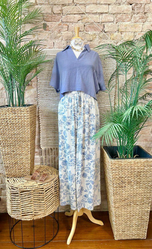 Waterfront Blue Linen Blouse