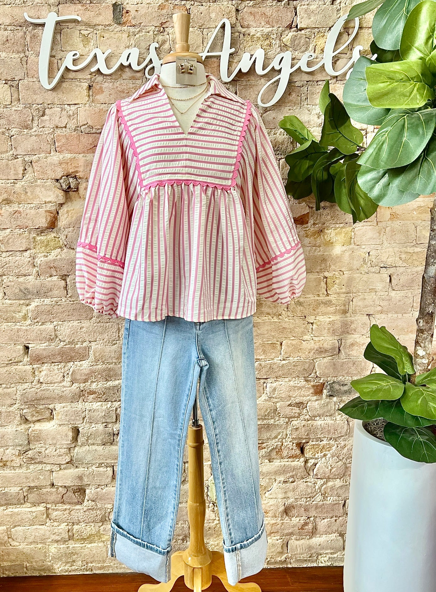 A Real Beauty Pink Striped Blouse