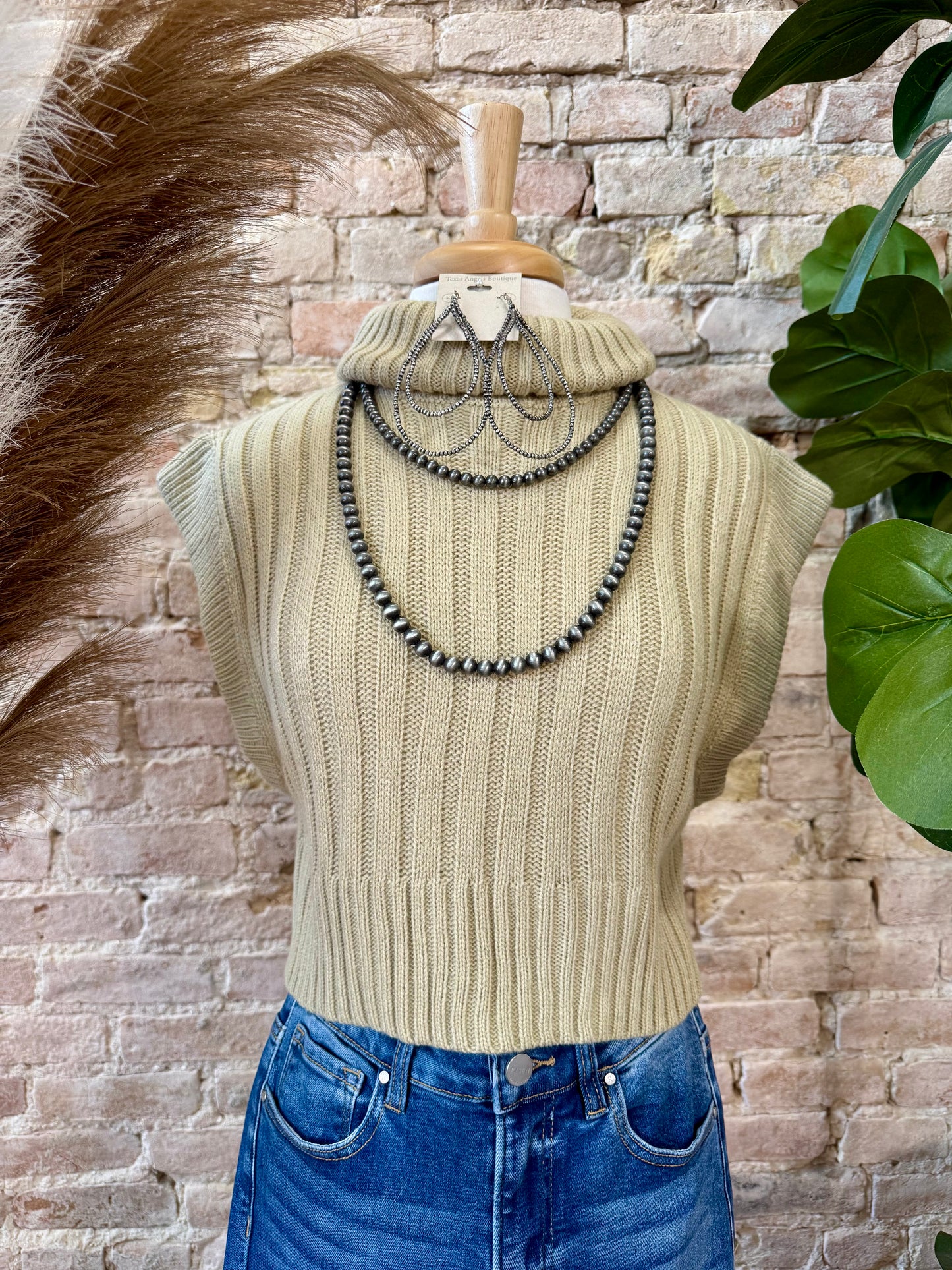 Trust The Process Taupe Turtleneck Sweater Top