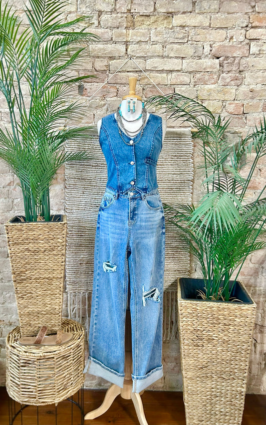Valley Girl Dark Wash Denim Vest