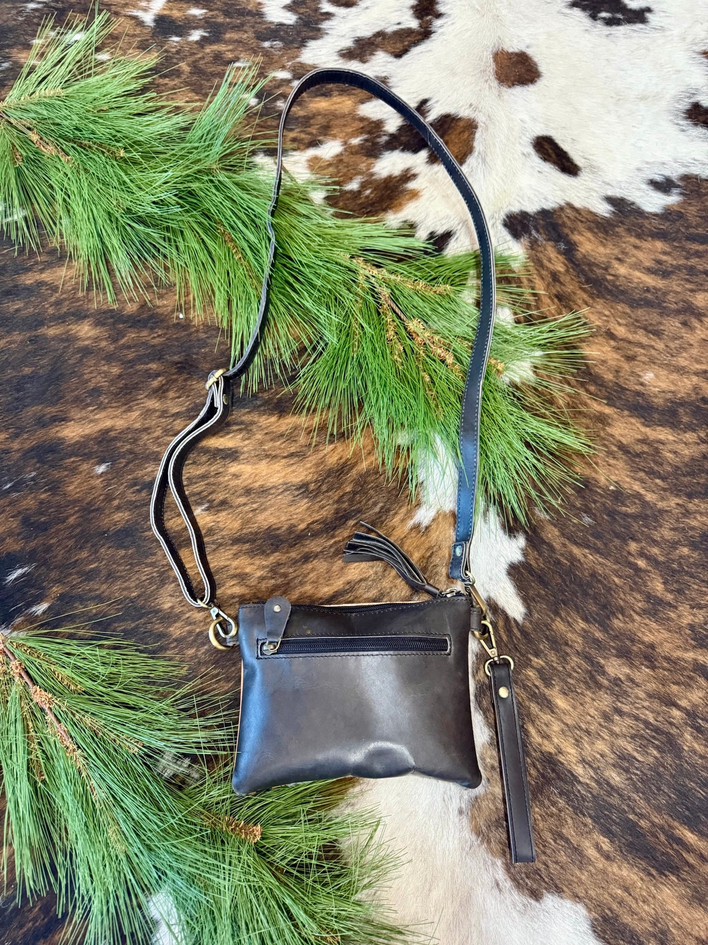 The Brinklee Upcycled LV Tooled Leather Crossbody