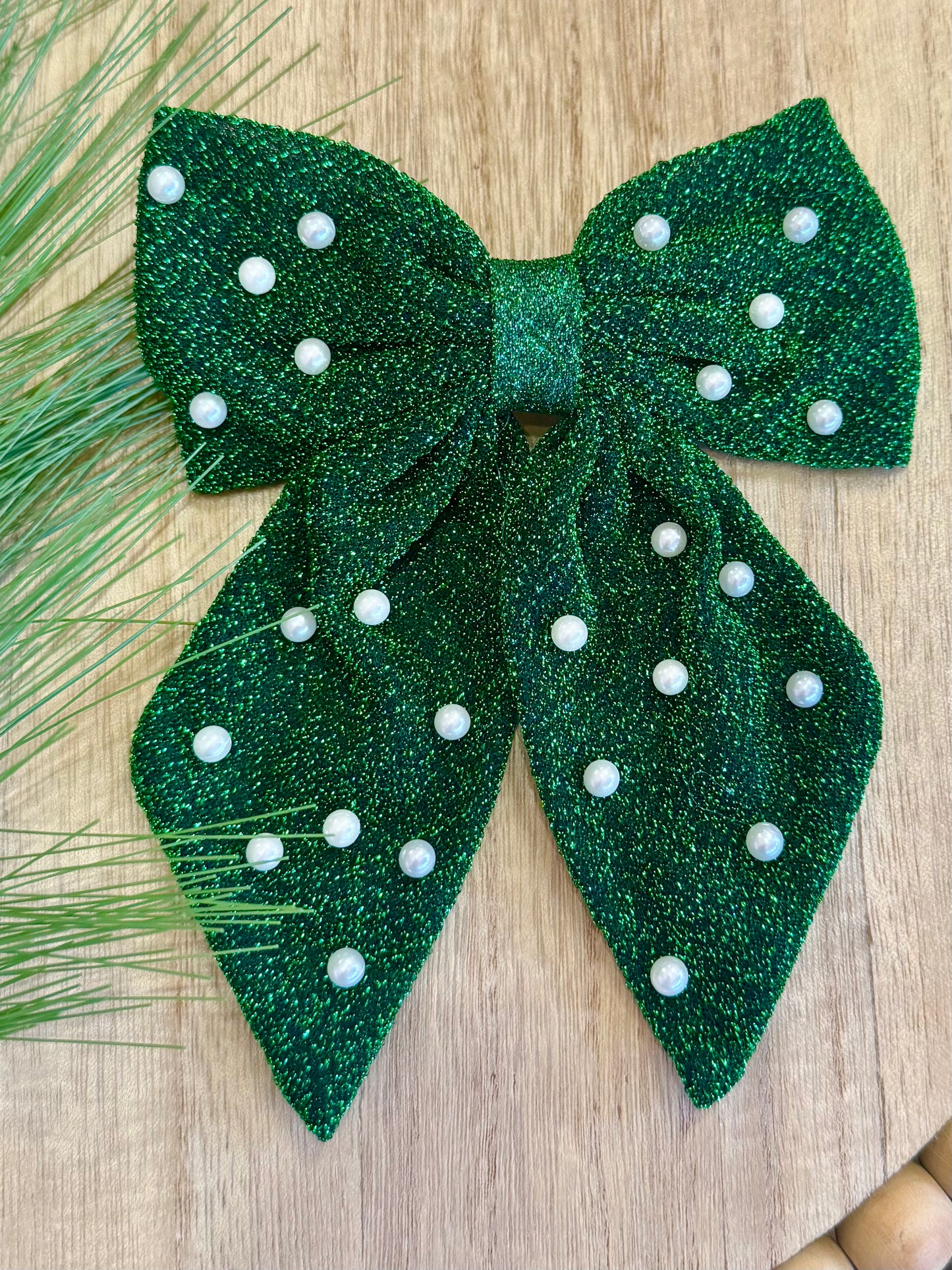 Don’t Be A Grinch Green Pearl Bow