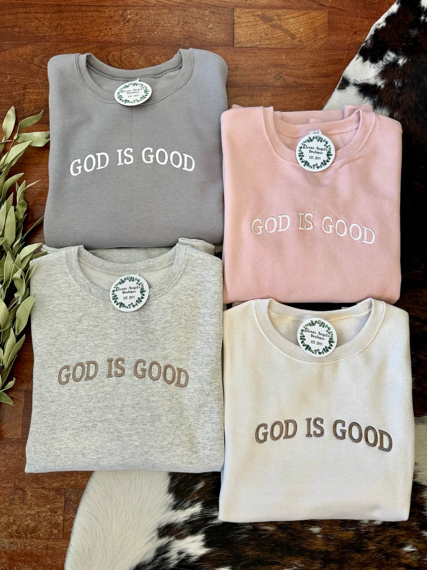 RESTOCK Grey God Is Good Sweatshirt