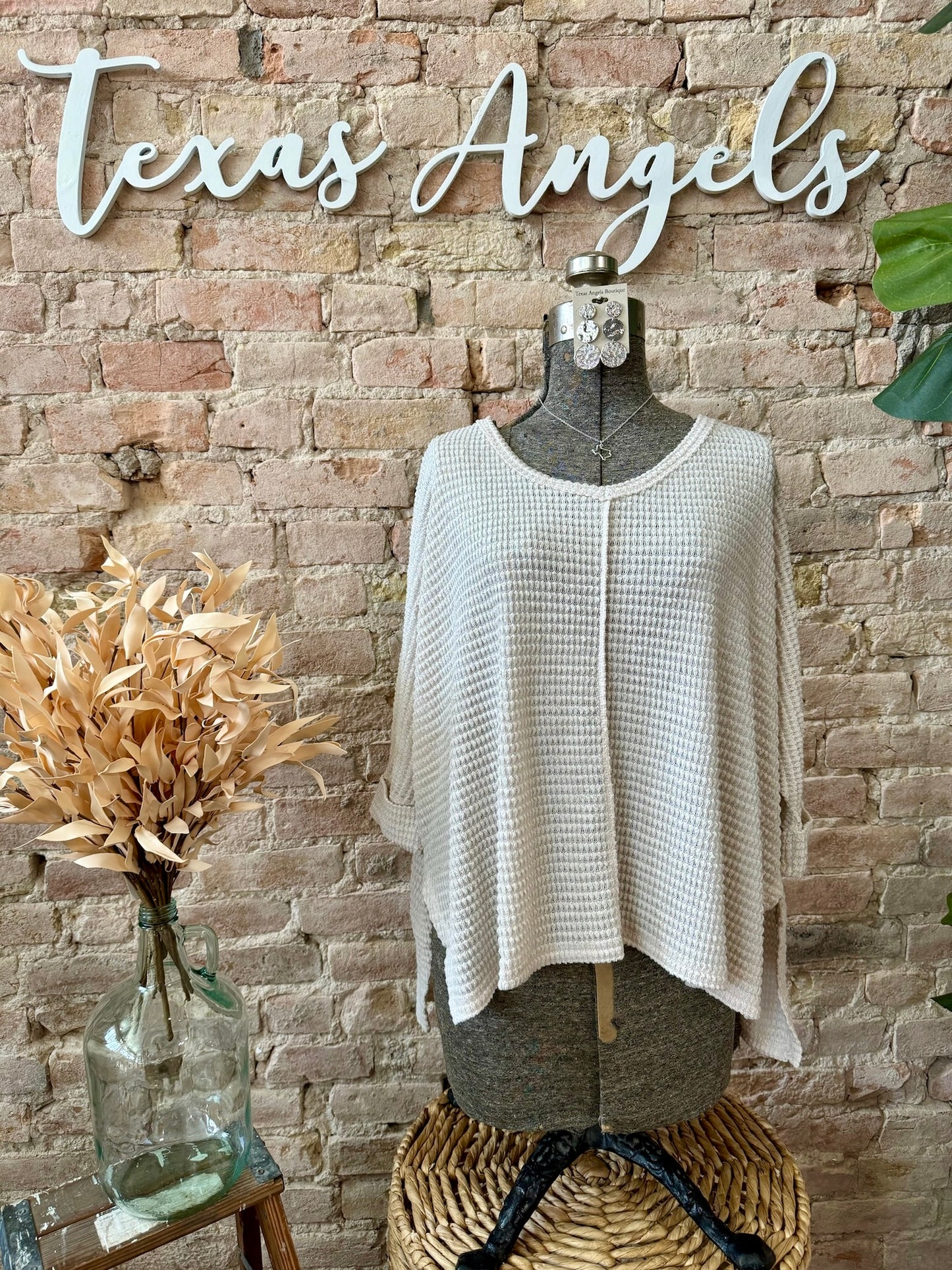 RESTOCK Treat Her Right Beige Knit Top