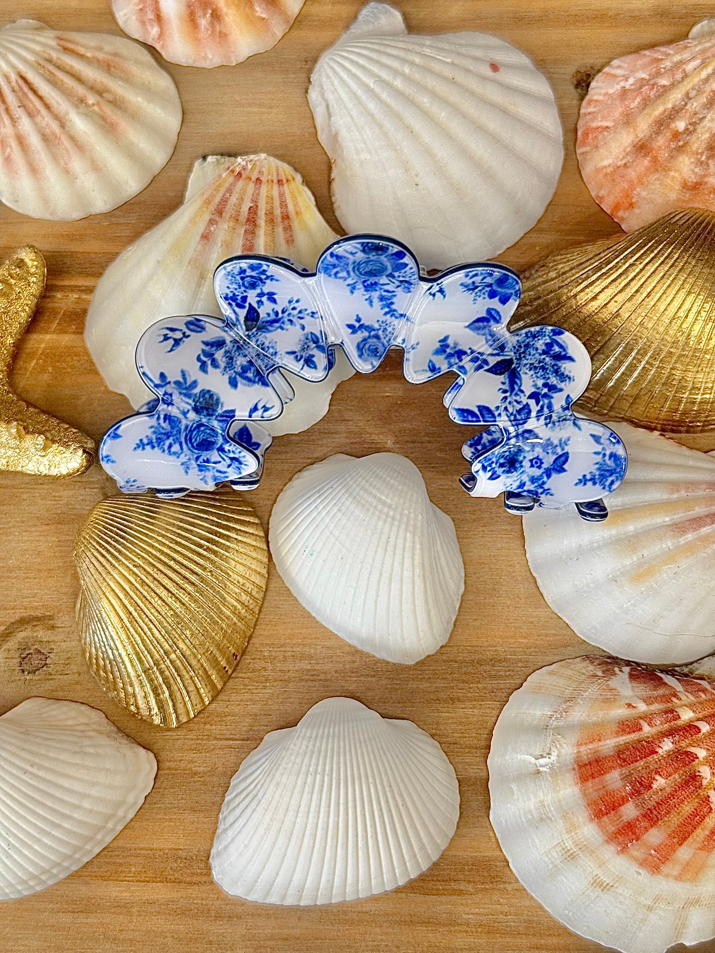 Blue Willow Hair Clips