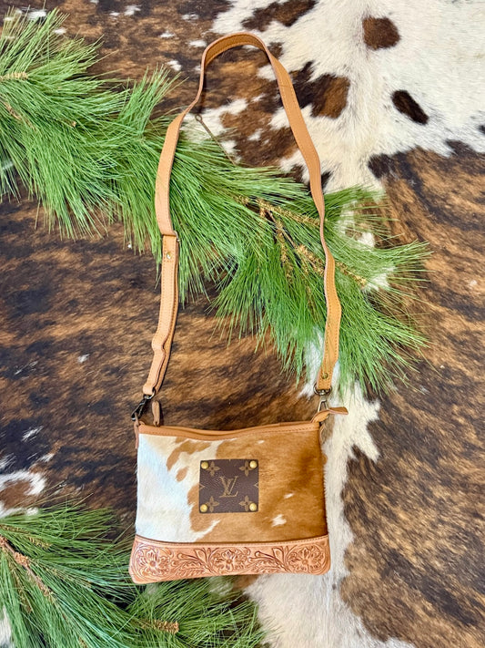 The Katelynn Upcycled LV Tooled Leather Crossbody