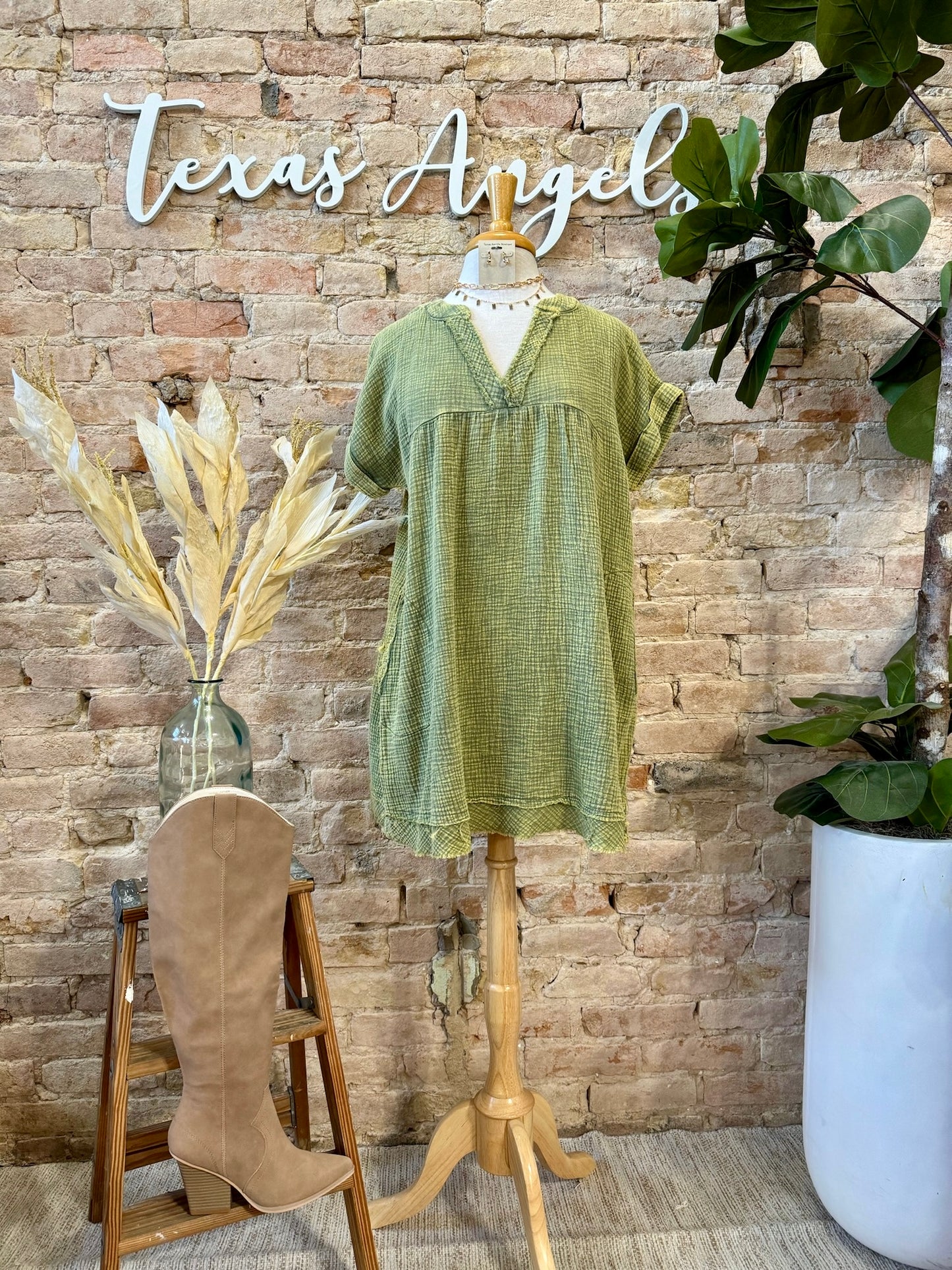 Deep In The Heart Of Texas Olive Dress