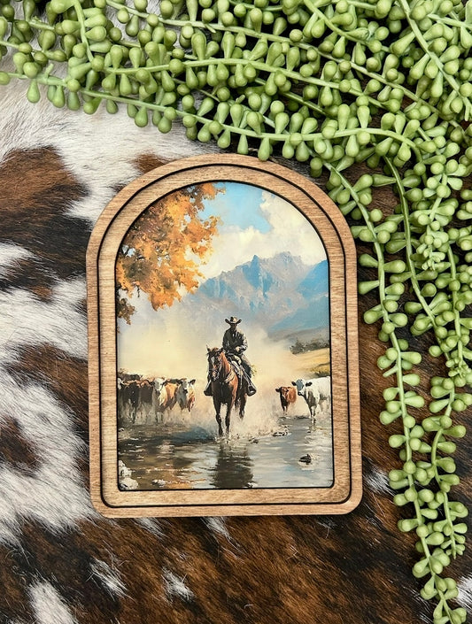 Arched Cowboy Creek Canvas Decor