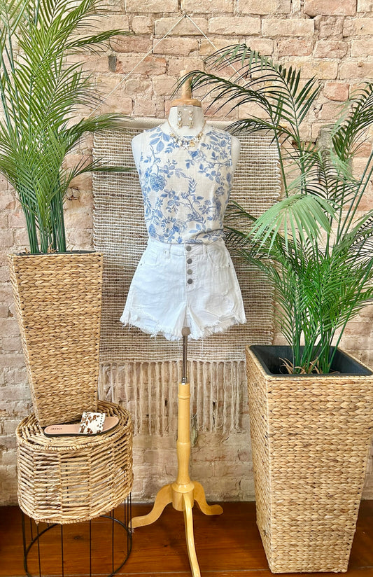 40% Off - Find The Purpose Floral Linen Tank