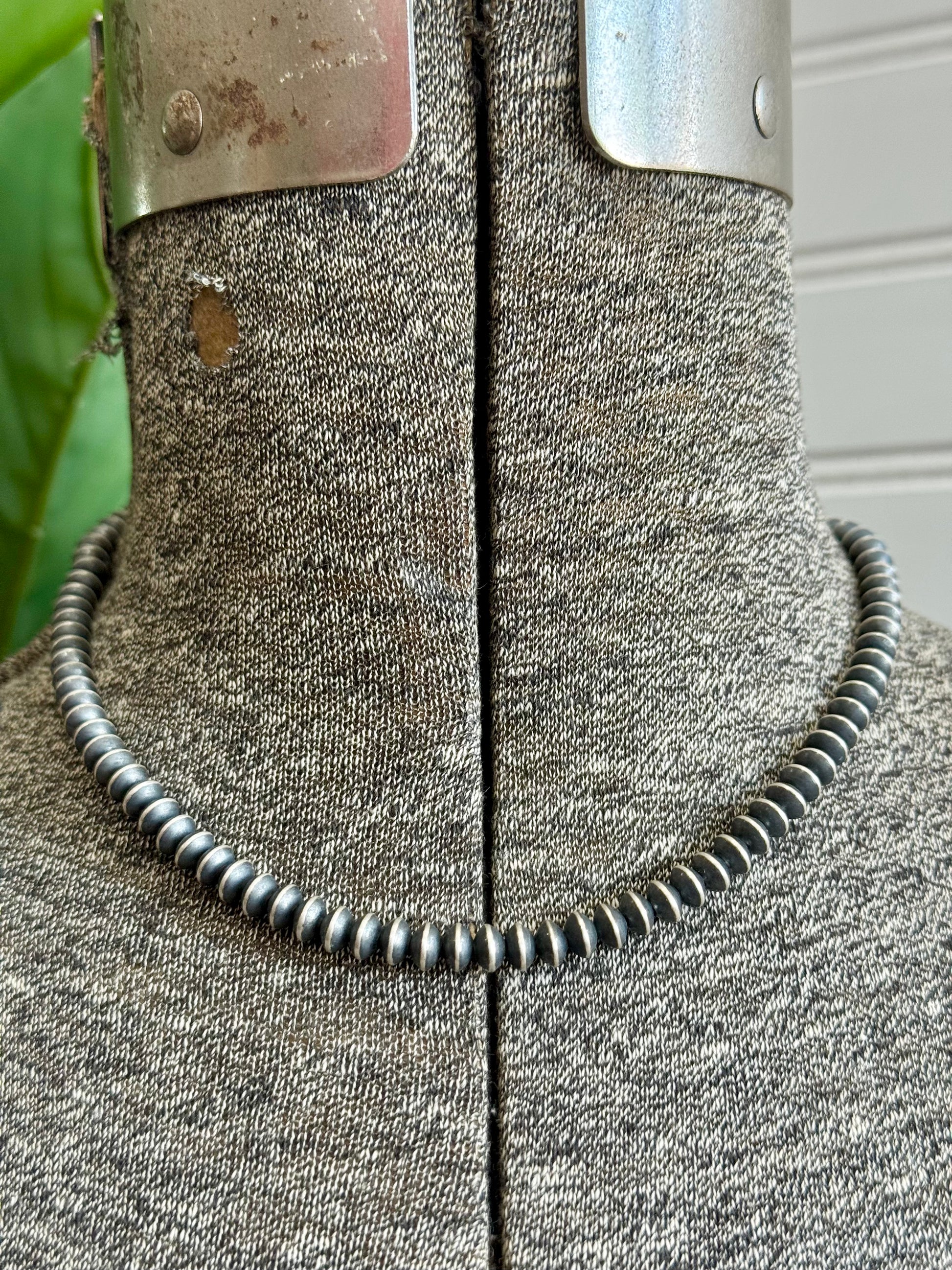 6MM Sterling Silver Navajo Saucer Beaded Necklaces – Texas