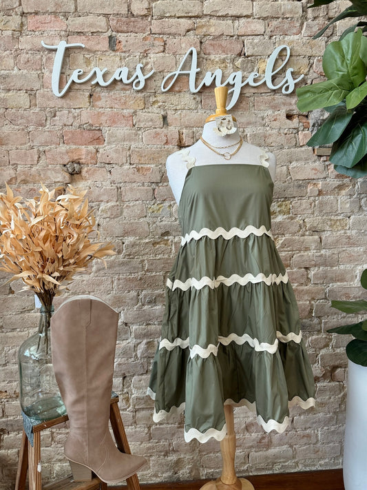 All Dolled Up Olive Dress