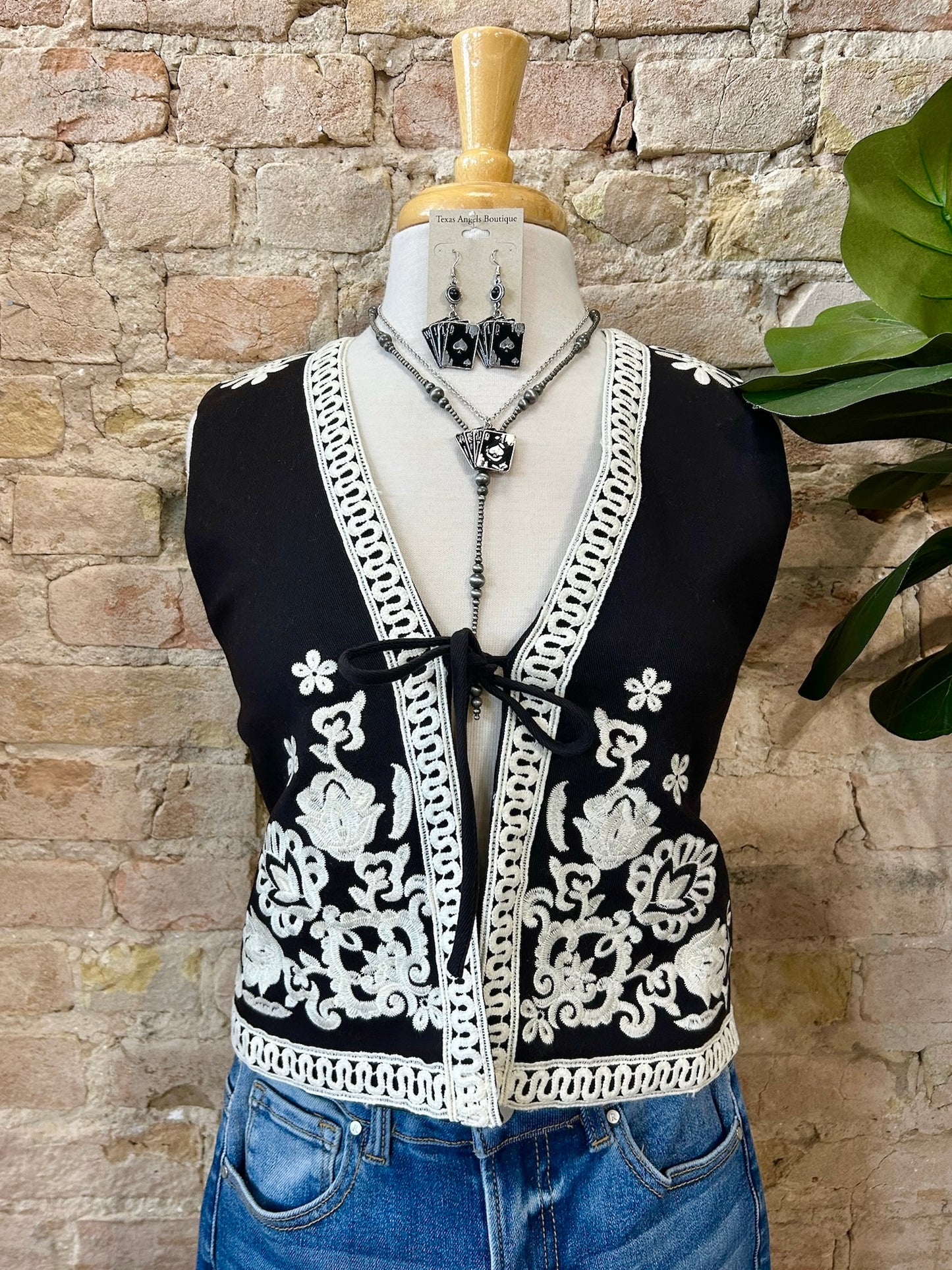 Easier Said Than Done Black Embroidered Vest