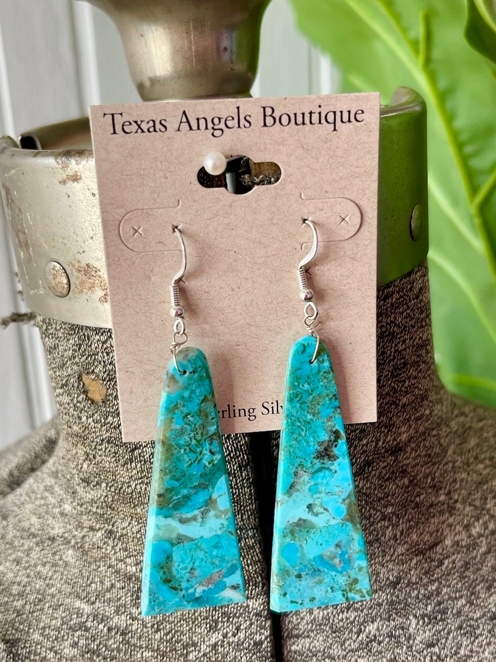 Genuine Turquoise Slab Earrings